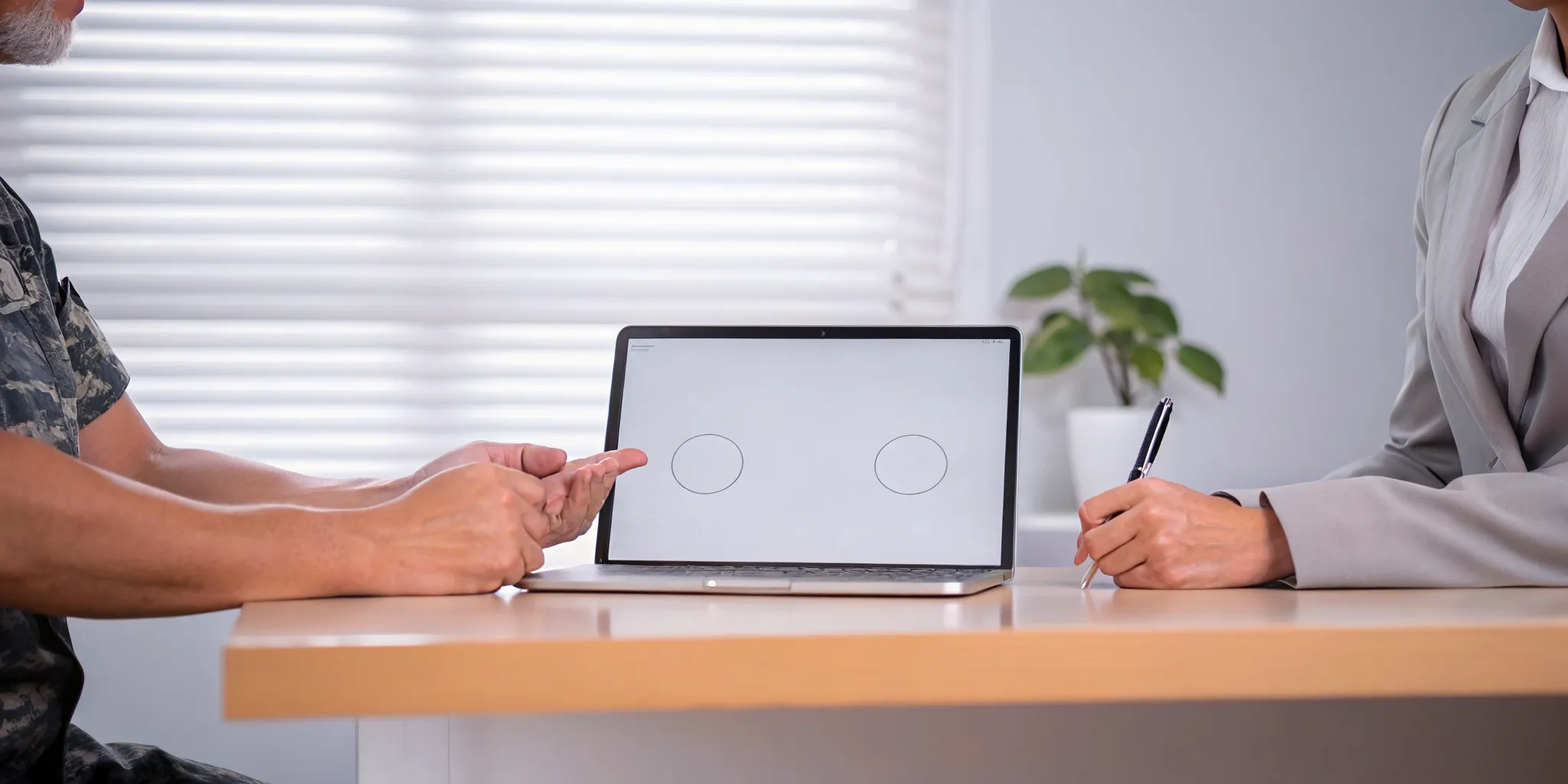 A veteran receives help to apply for a VA disability rating.