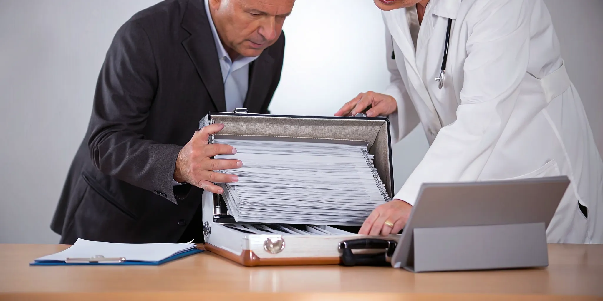 Veteran reviewing medical evidence for VA claim documents