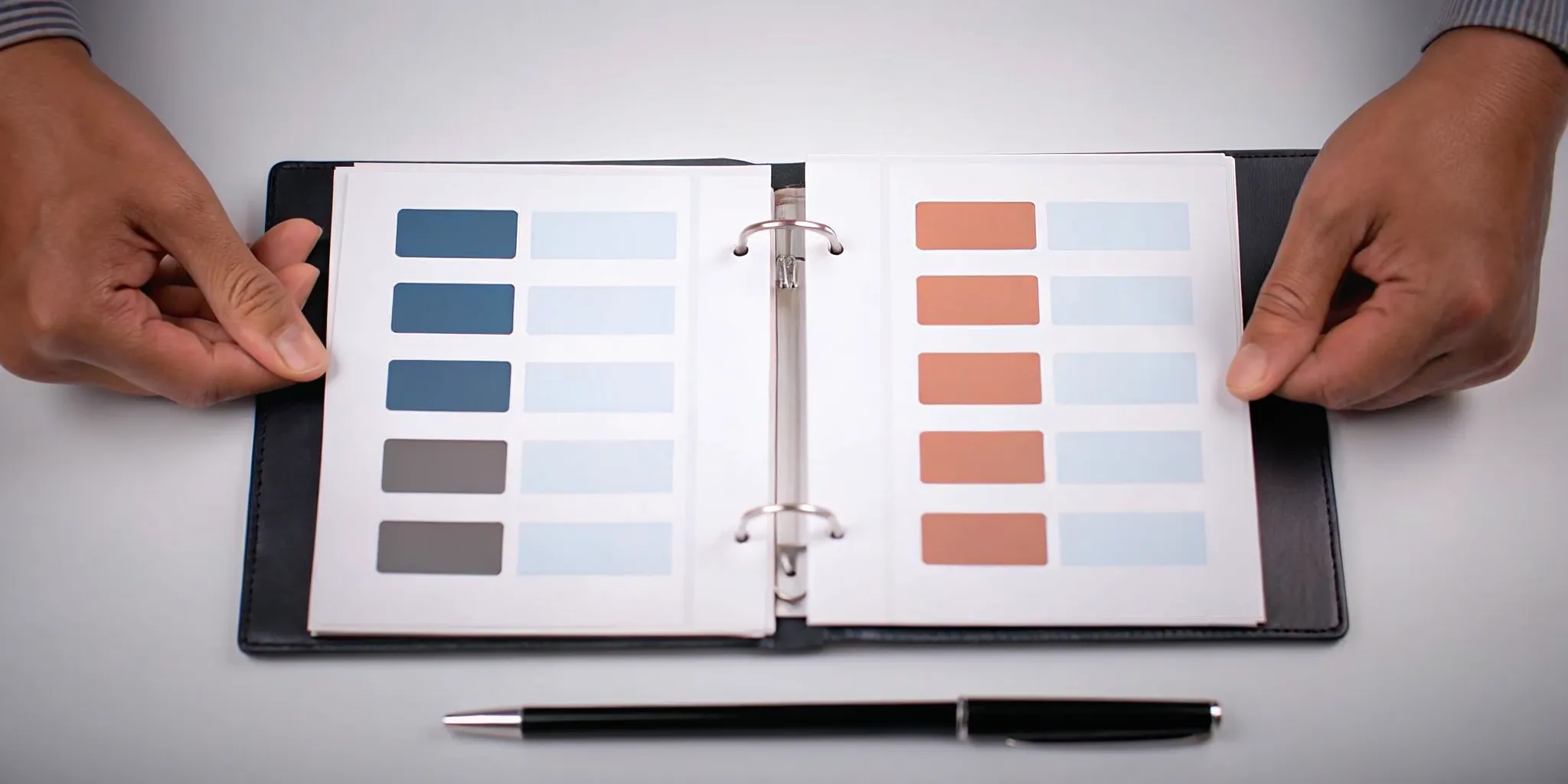 A nexus letter example organized into sections with color-coded tabs in a binder.