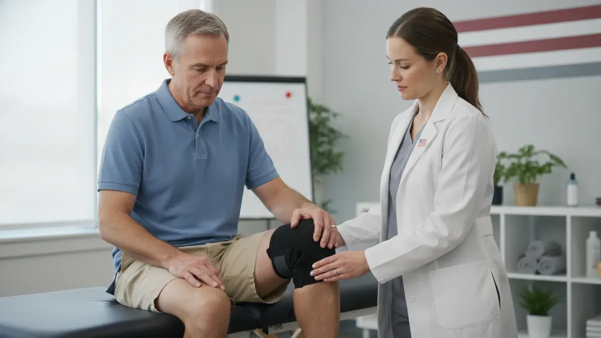Veteran receiving a knee exam for a knee pain VA rating claim