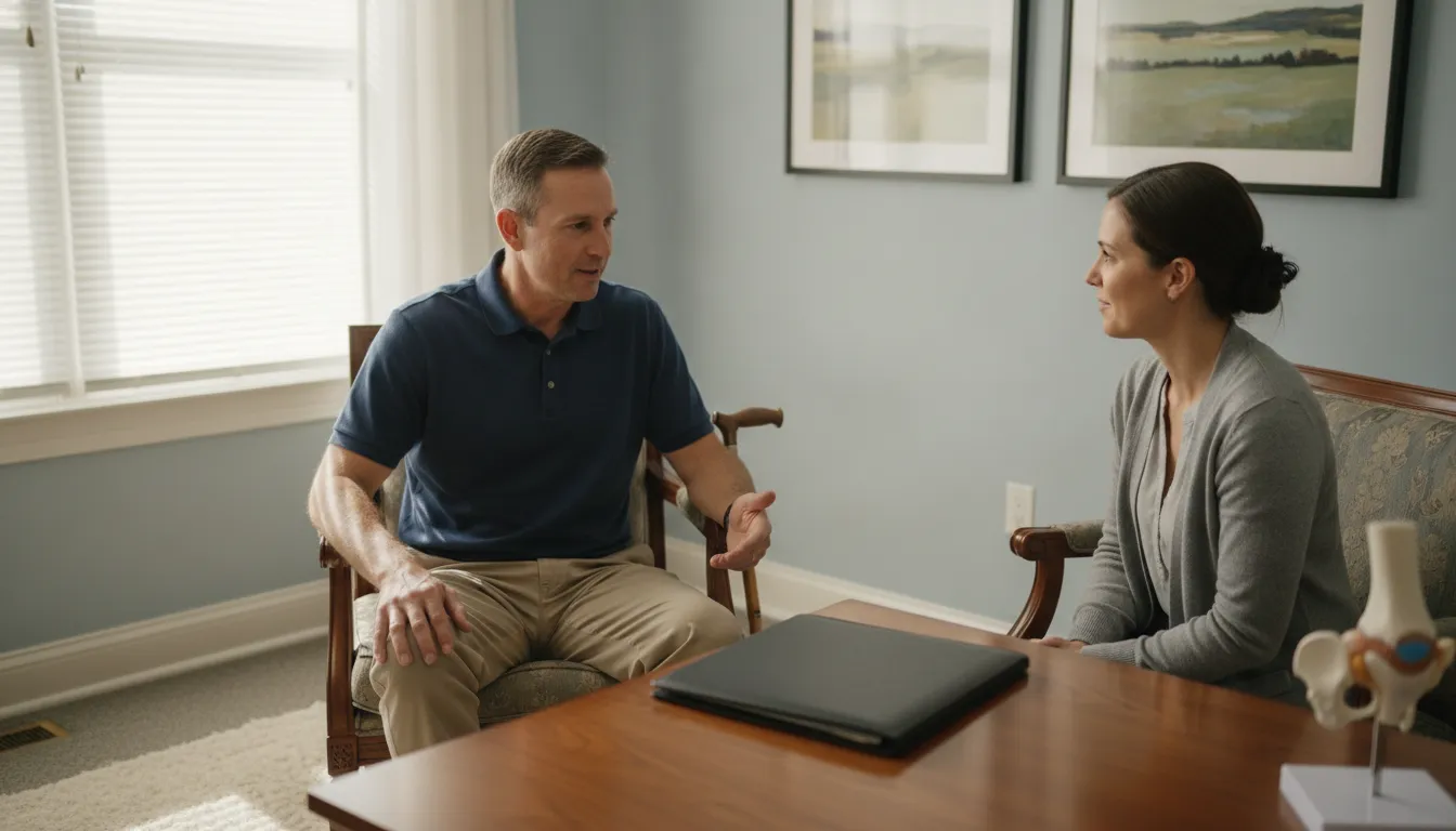 Veteran discussing nerve pain and VA disability evidence with a peer coach