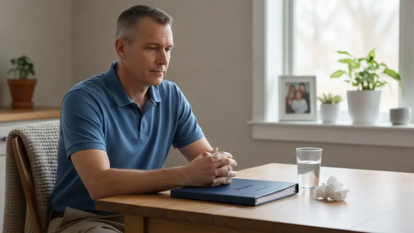 Veteran reviewing sinusitis VA rating evidence at home