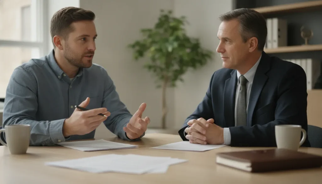 Veteran discussing VA disability back pay planning with a benefits coach